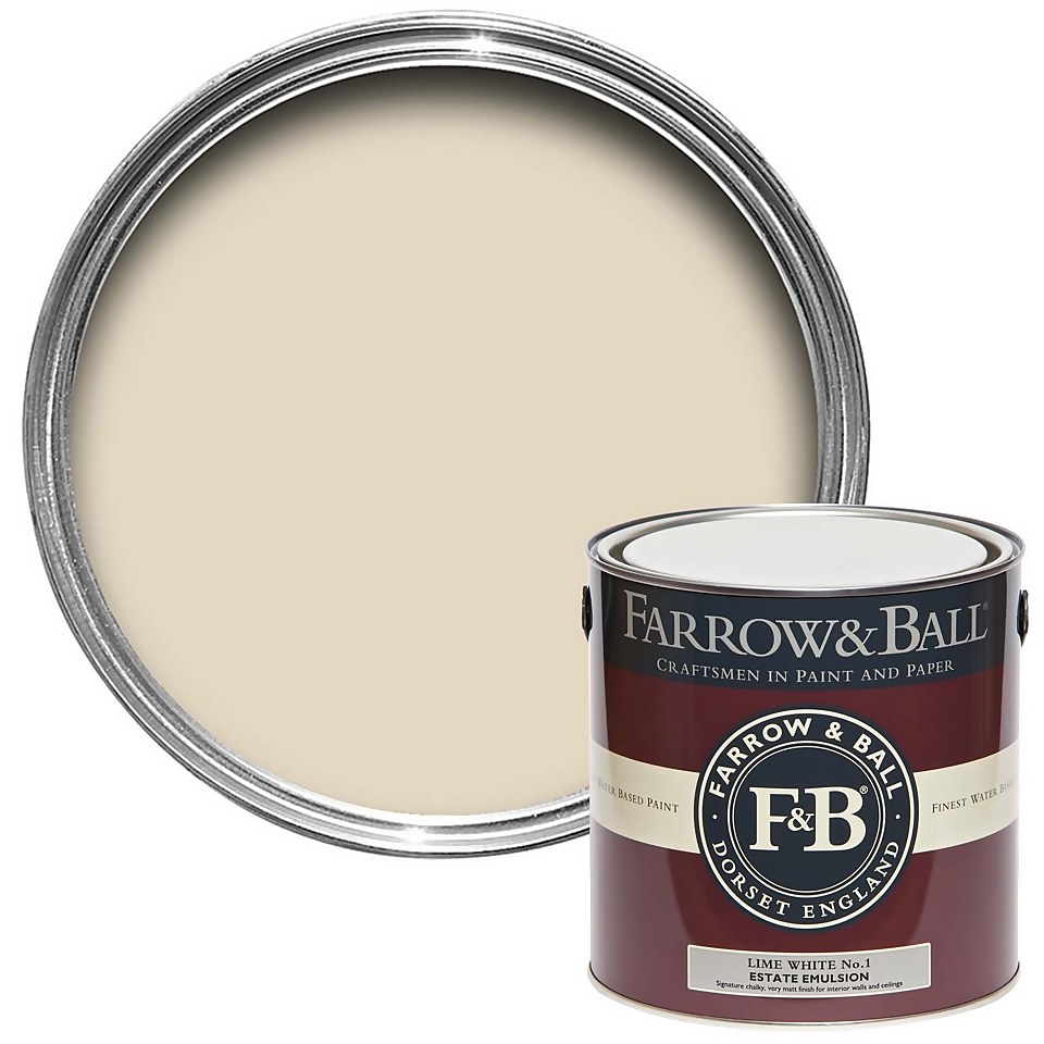 Farrow & Ball Estate Matt Emulsion Paint Lime White No.1 - 2.5L