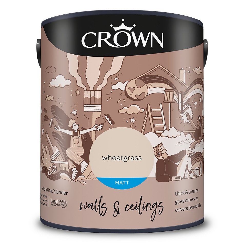 Crown Walls & Ceilings Matt Emulsion Paint Wheatgrass - 5L