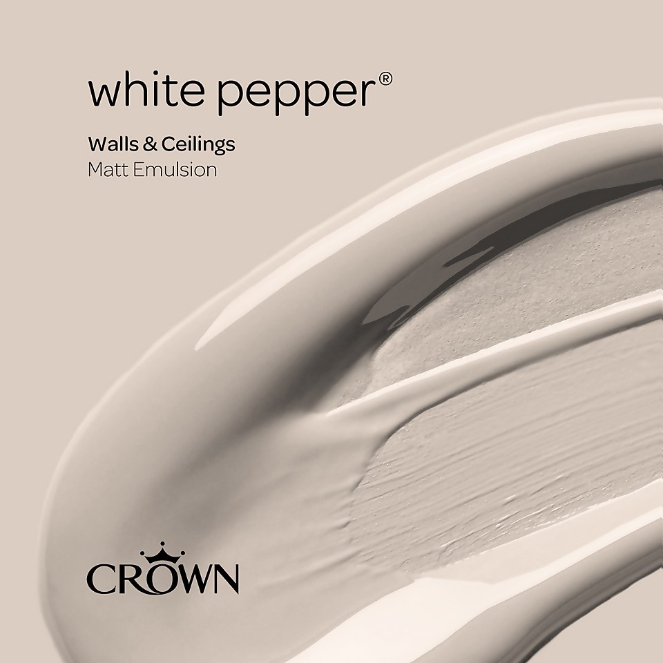 Crown Walls & Ceilings Matt Emulsion Paint White Pepper - 2.5L