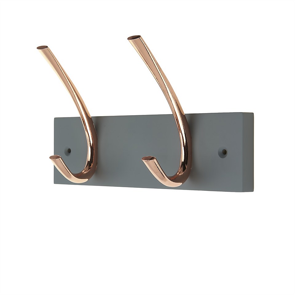 2 Large Rib Copper Hook on Slate Grey Bloc Board