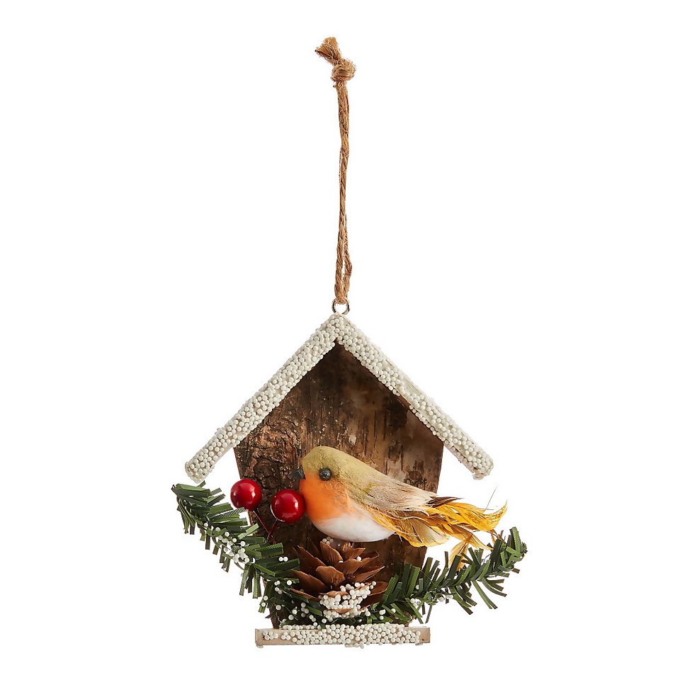 Wooden Bird House Christmas Tree Decoration