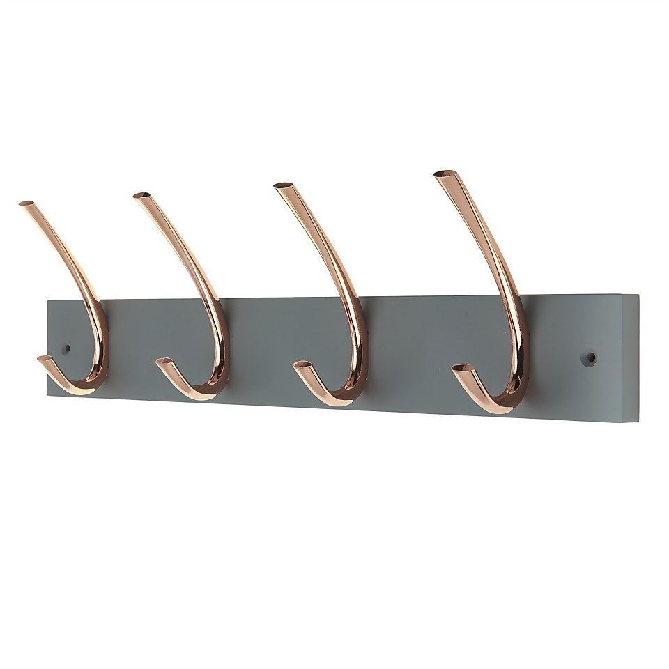 4 Large Rib Copper Hook on Slate Grey Bloc Board