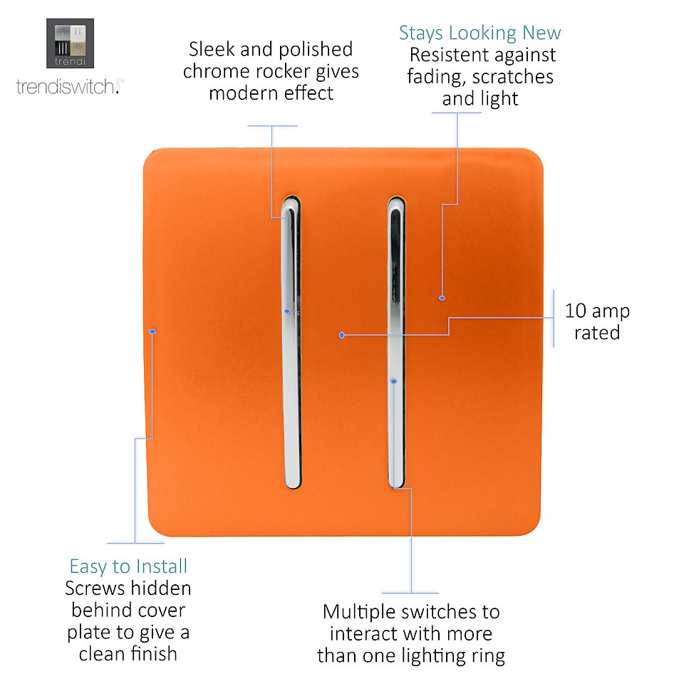 Trendi Switch 2 Gang 2 Way 10Amp Light Switch in Orange