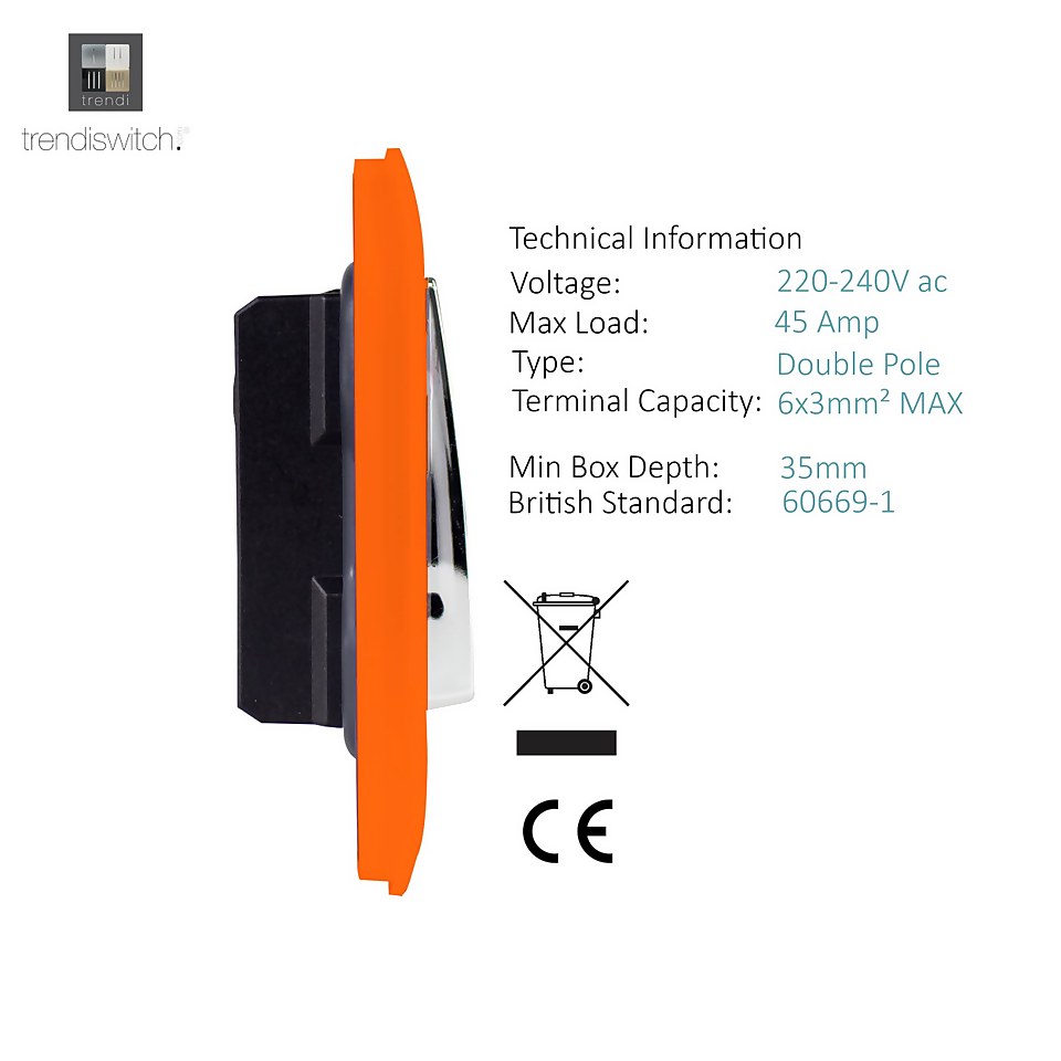 Trendi Switch 45Amp Switch With Neon in Orange