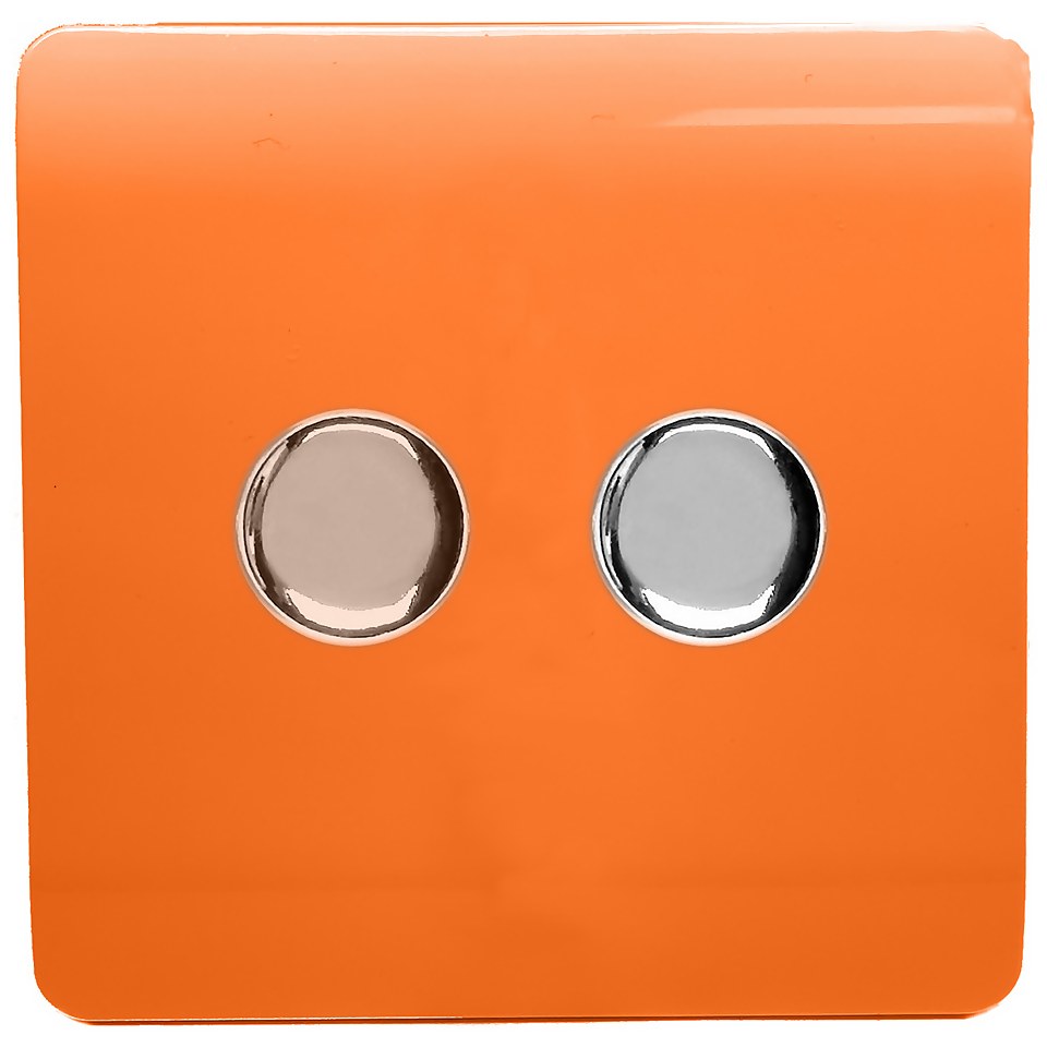 Trendi Switch 2 Gang 120 Watt LED Dimmer Switch in Orange