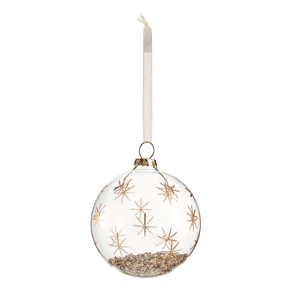 Gold Confetti Glass Christmas Tree Bauble