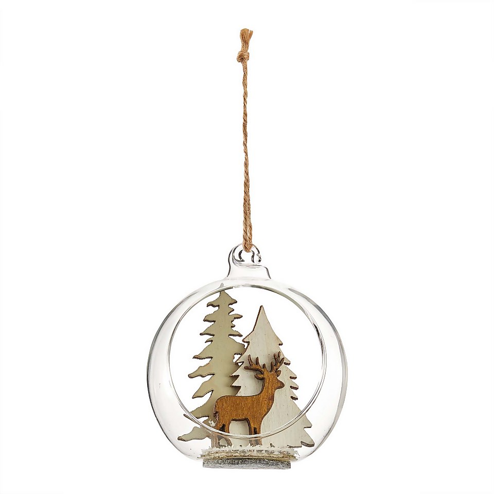 Open Front Forest Glass Christmas Tree Bauble