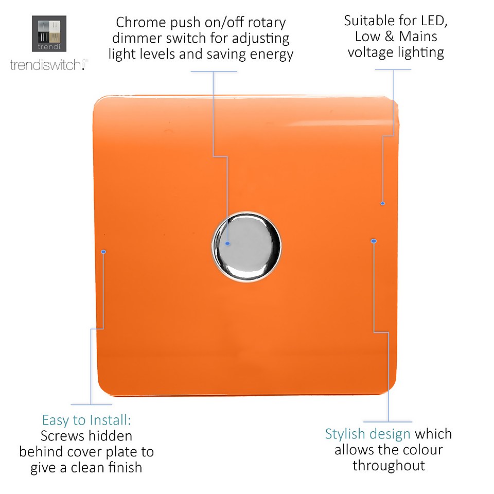 Trendi Switch 1 Gang 120 Watt LED Dimmer Switch in Orange
