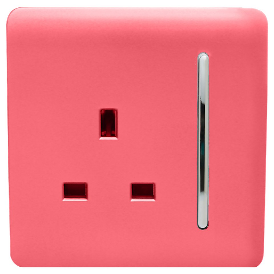 Trendi Switch 1 Gang 13Amp Switched Socket in Strawberry