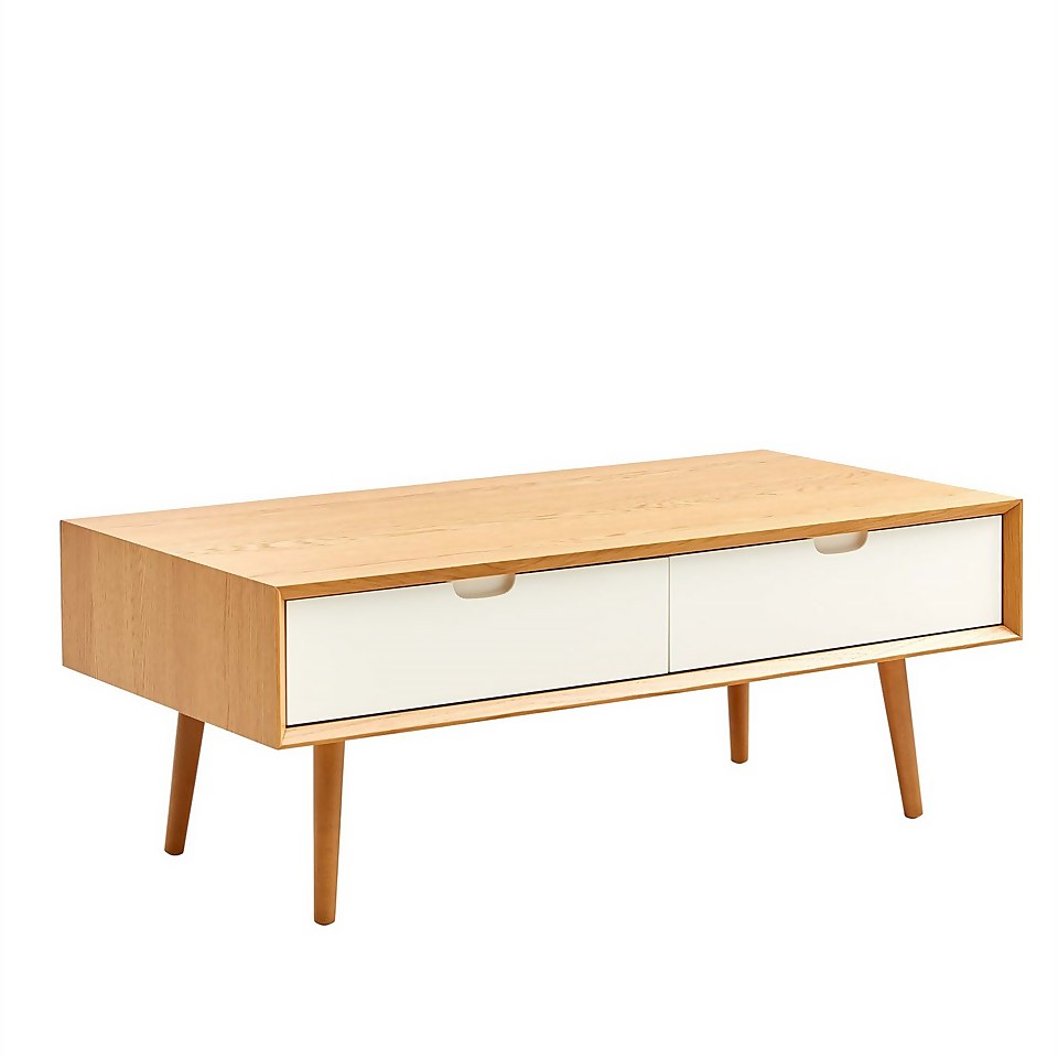 Nordic Rectangular Coffee Table with Drawers