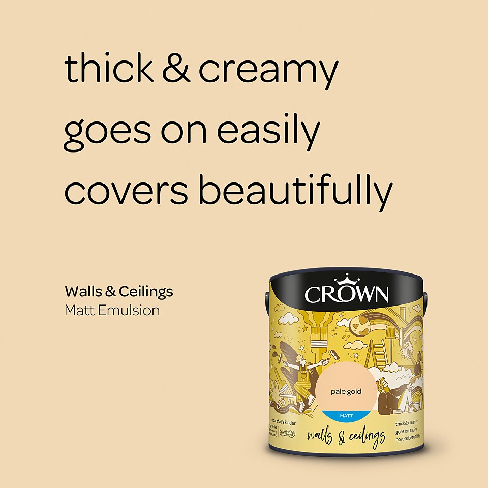 Crown Walls & Ceilings Matt Emulsion Paint Pale Gold - 2.5L
