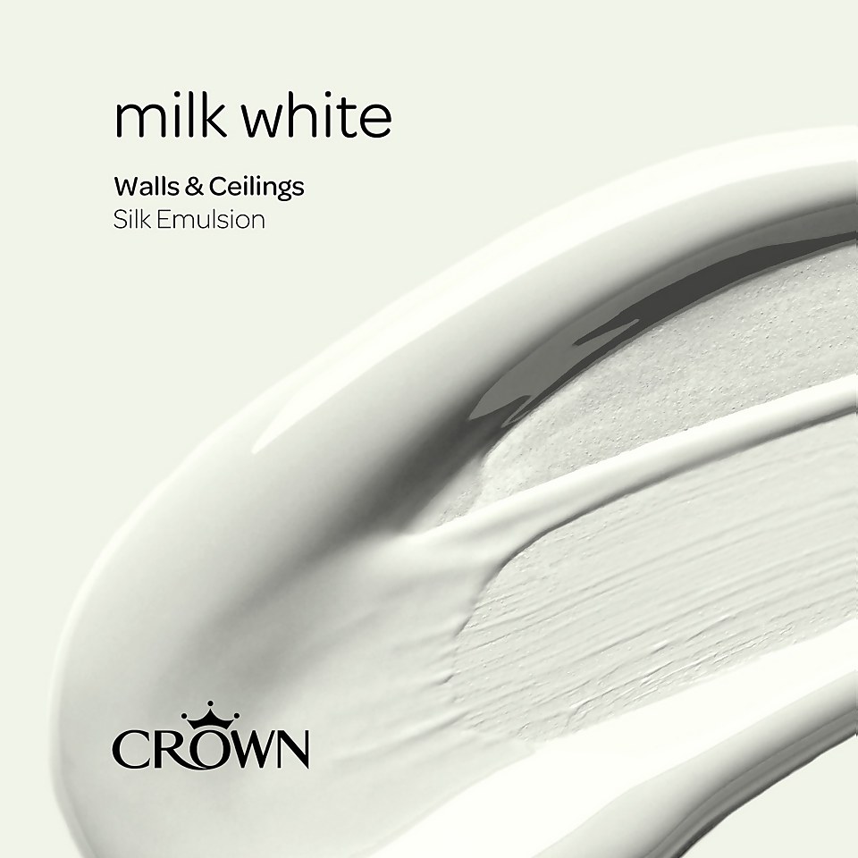 Crown Walls & Ceilings Silk Emulsion Paint Milk White - 5L