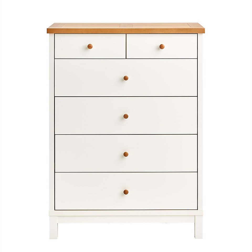 Atlanta 4+2 Drawer Dresser - White & Oak