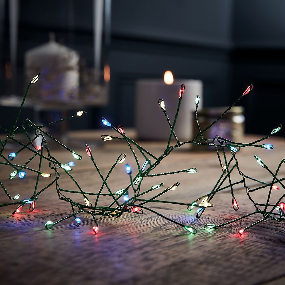 480 LED Green Copper Wire Cluster Christmas Lights - Multicoloured