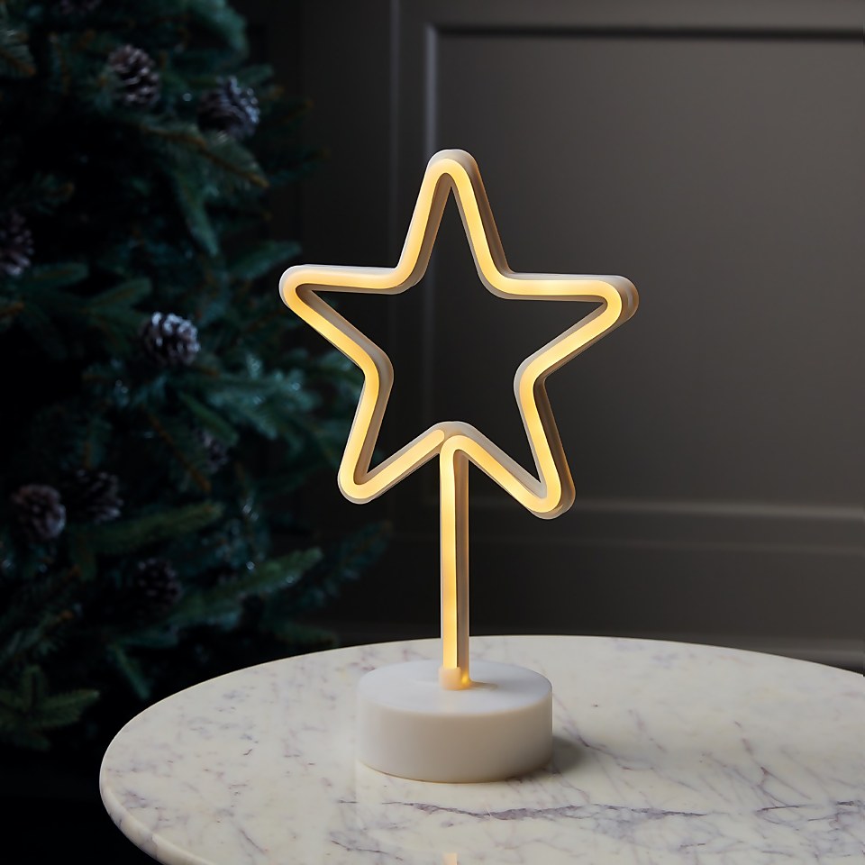 Neon Warm White Star Light Up Christmas Decoration (Battery Operated)