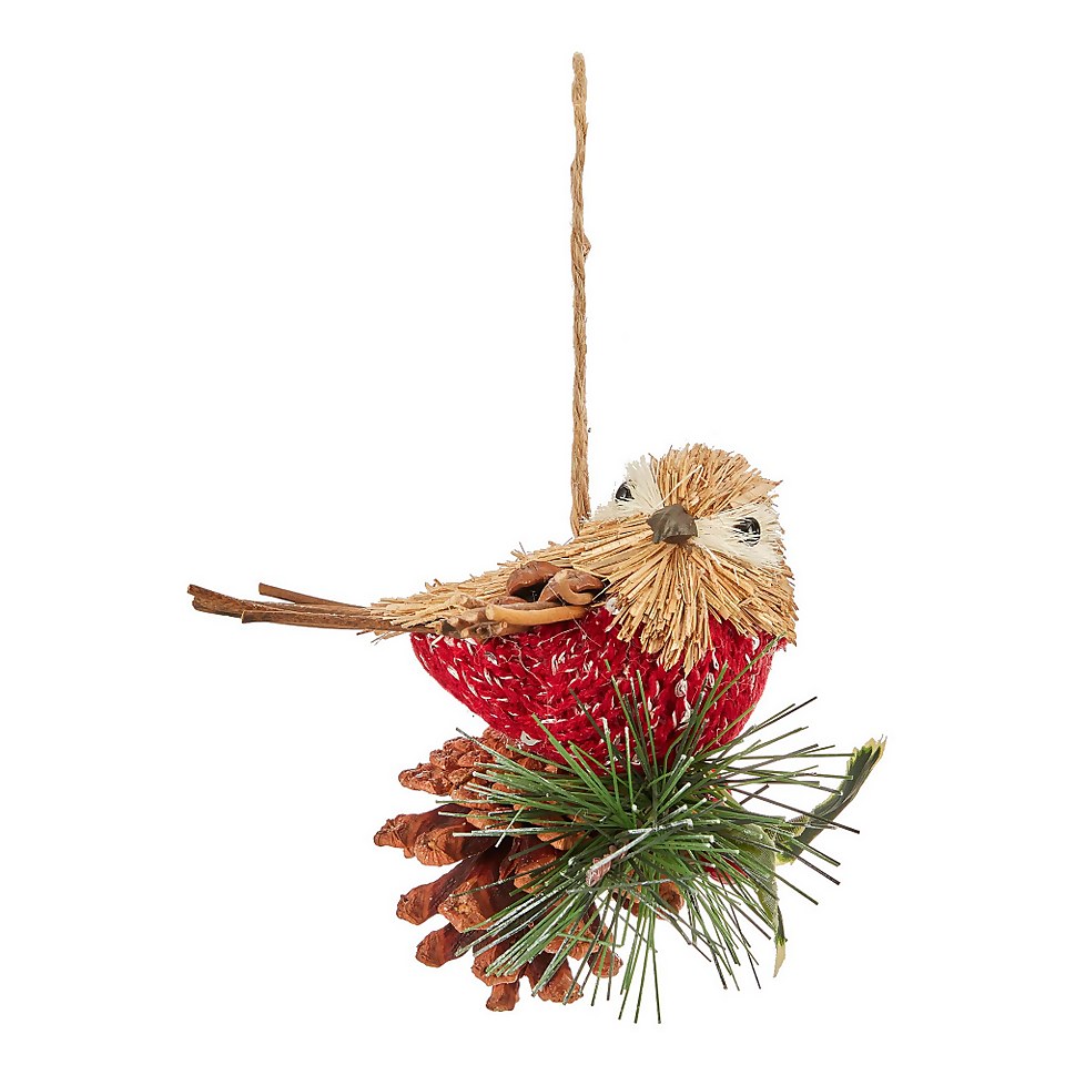 Bristle Robin Hanging Christmas Tree Decoration