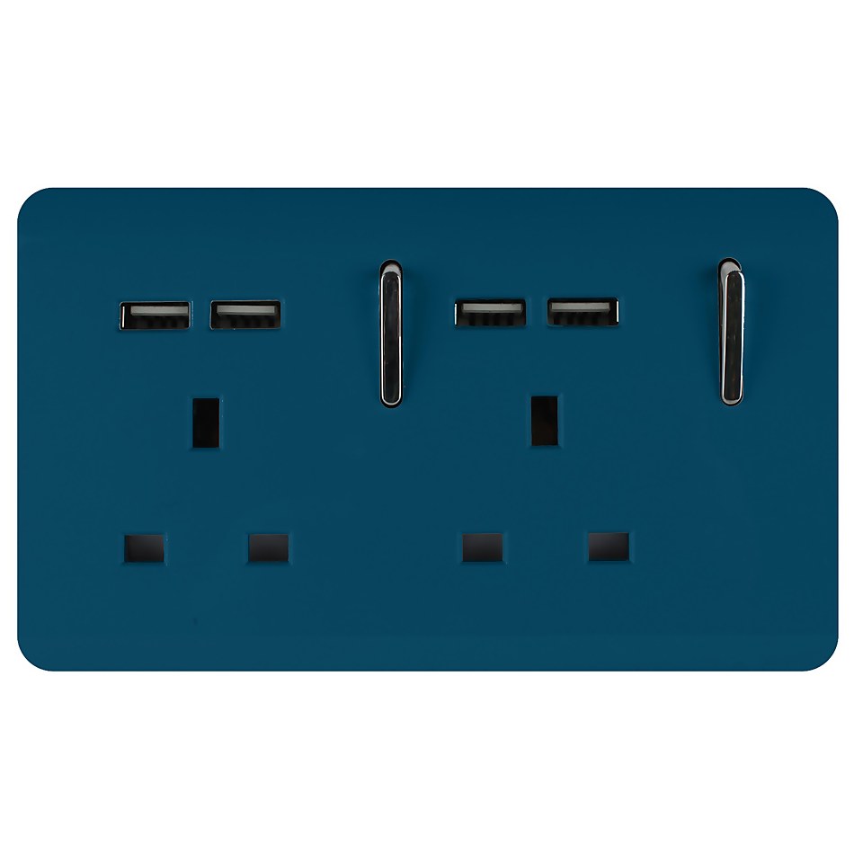 Trendi Switch 2 Gang 13Amp Socket (inc. USB ports) Midnight Blue