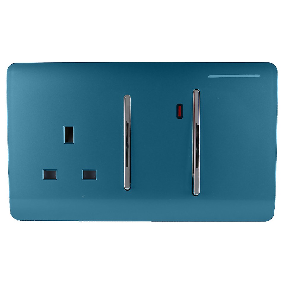 Trendi Switch 45Amp Cooker Switch and Socket in Ocean Blue