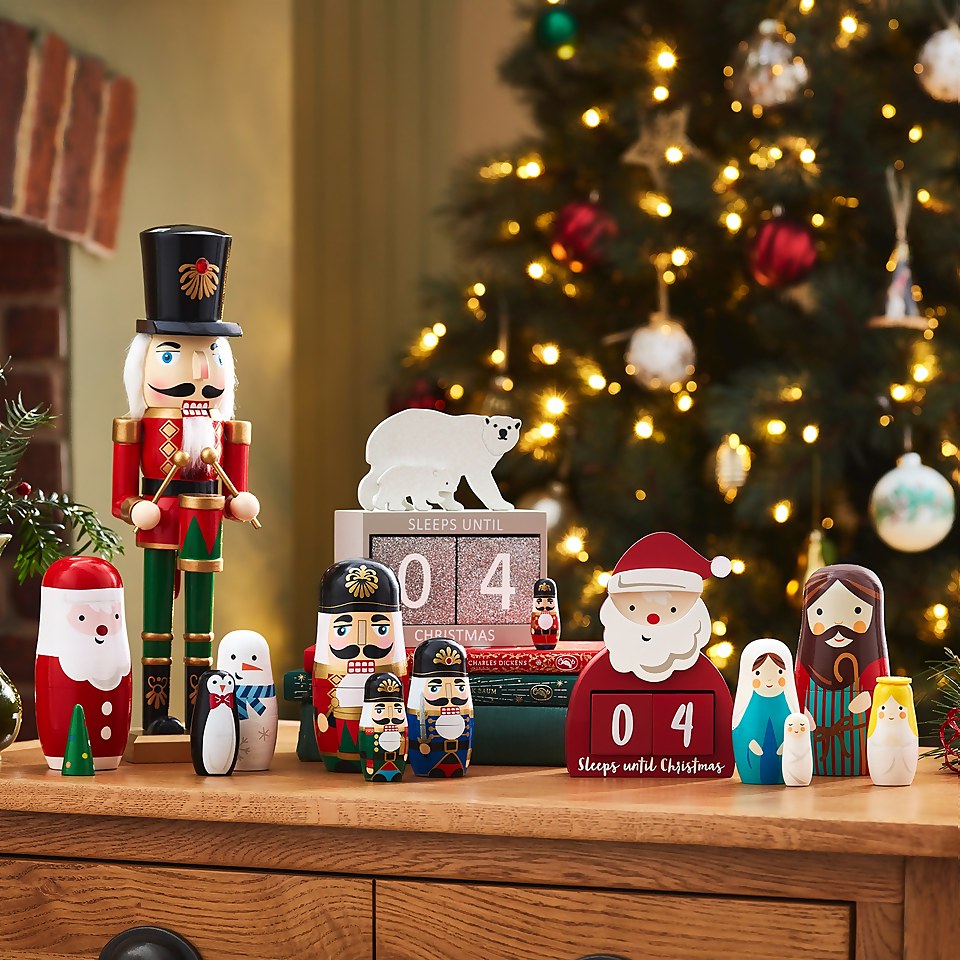Polar Bear Wooden Christmas Advent Countdown Blocks