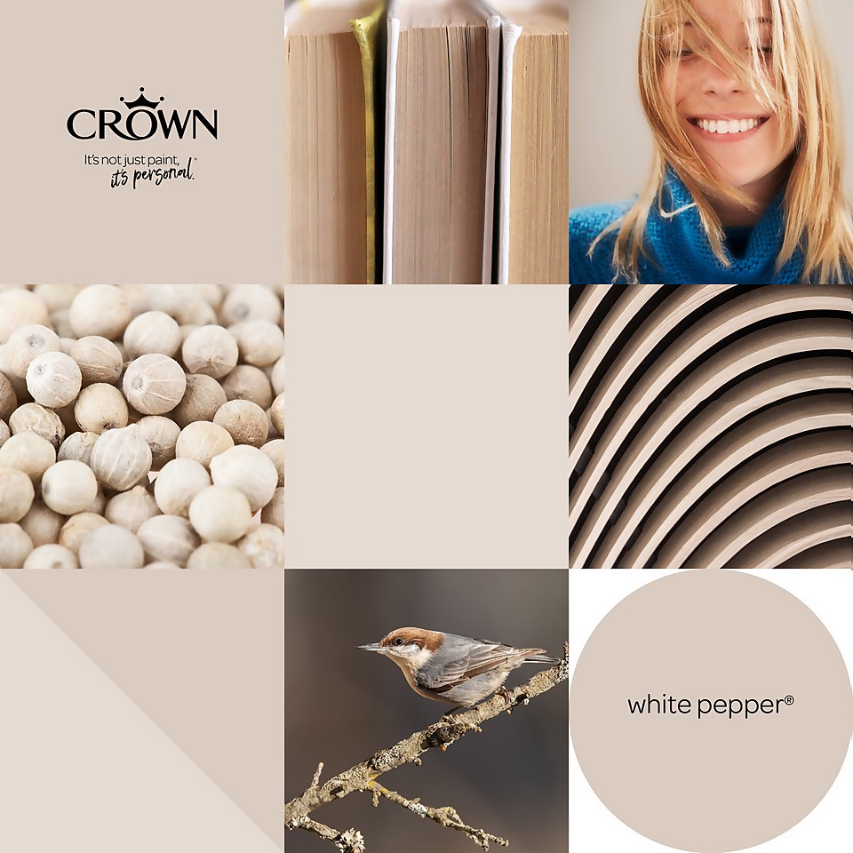 Crown Walls & Ceilings Matt Emulsion Paint White Pepper - Tester 40ml