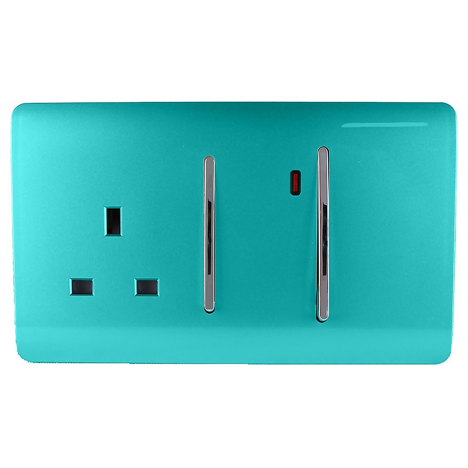 Trendi Switch 45Amp Cooker Switch and Socket in Bright Teal