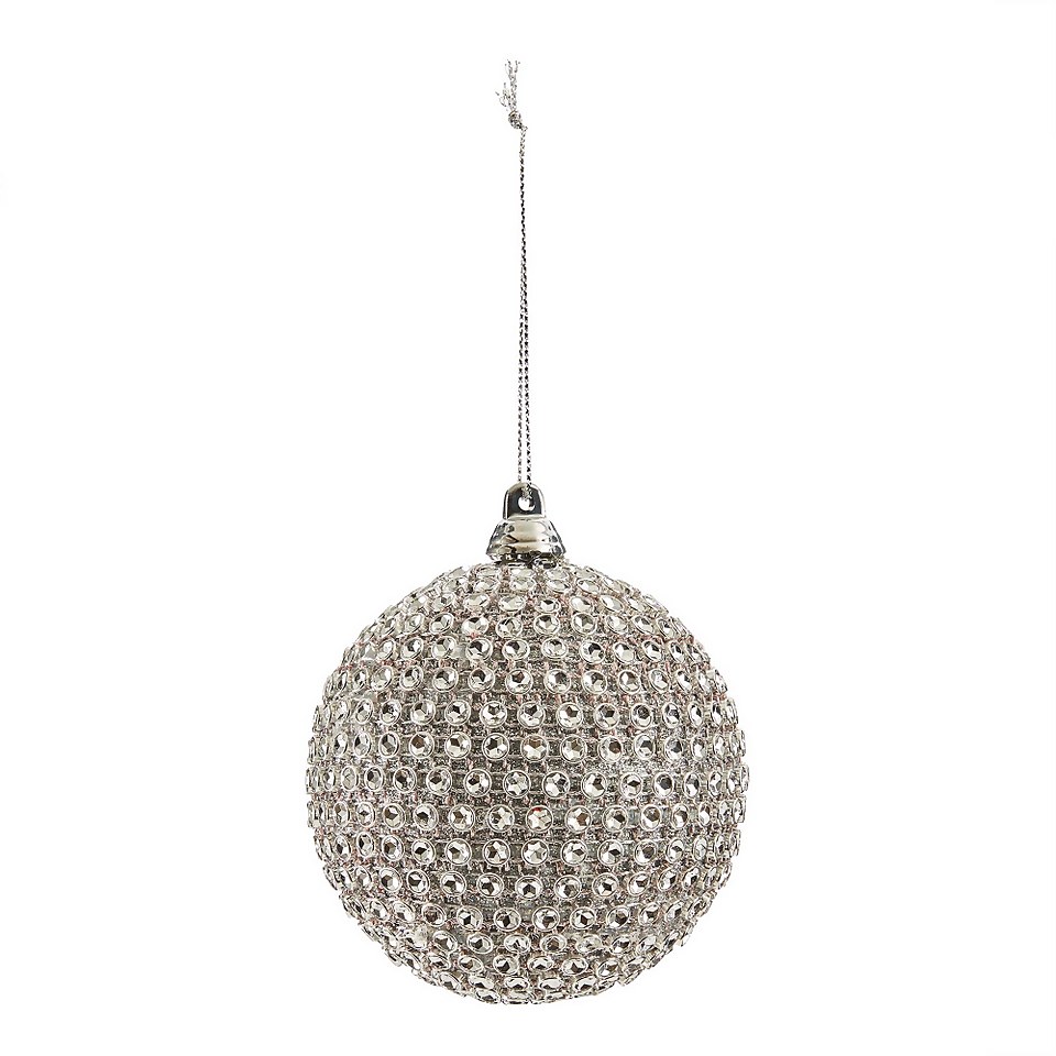 Silver Beaded Christmas Tree Bauble