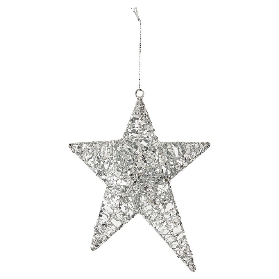 Silver Glitter North Star Christmas Tree Decoration
