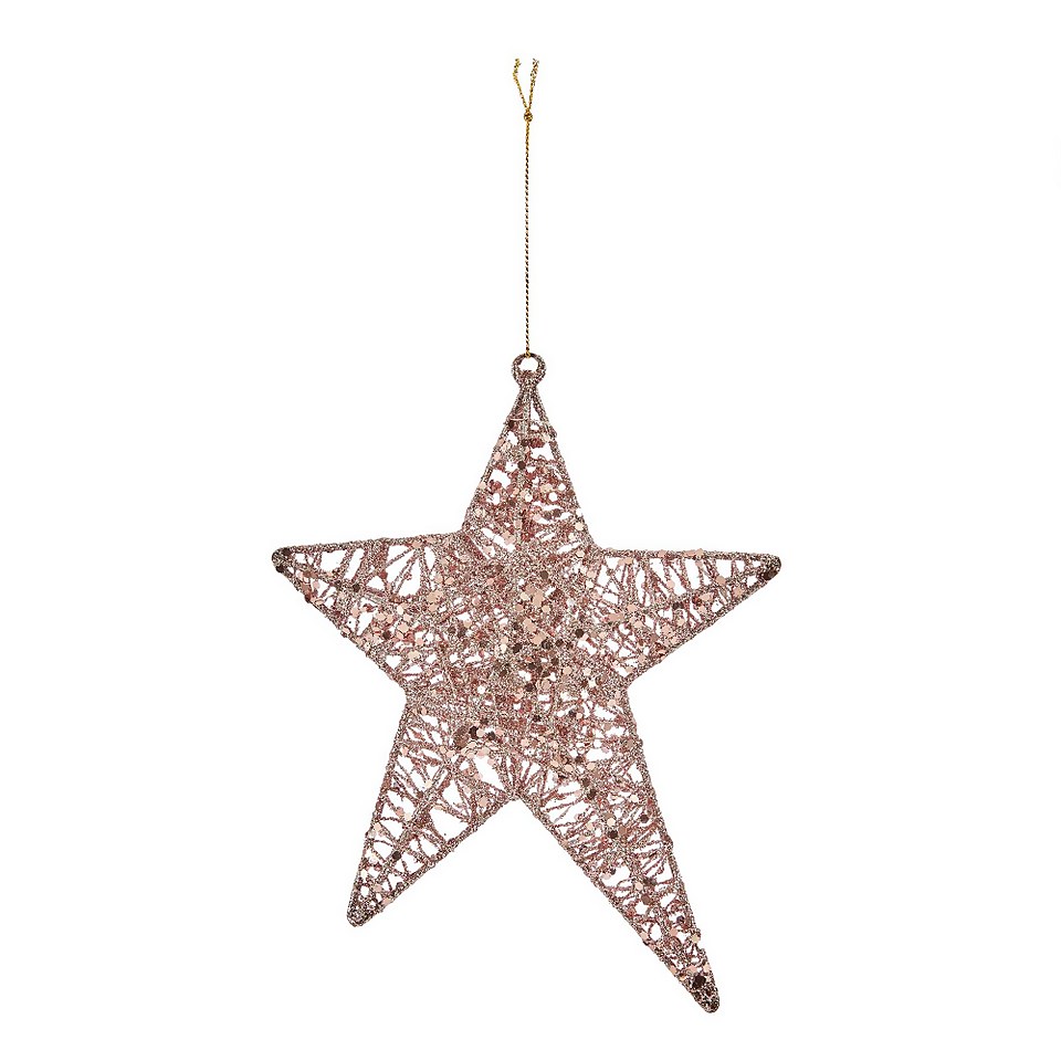 Rose Gold Glitter North Star Christmas Tree Decoration