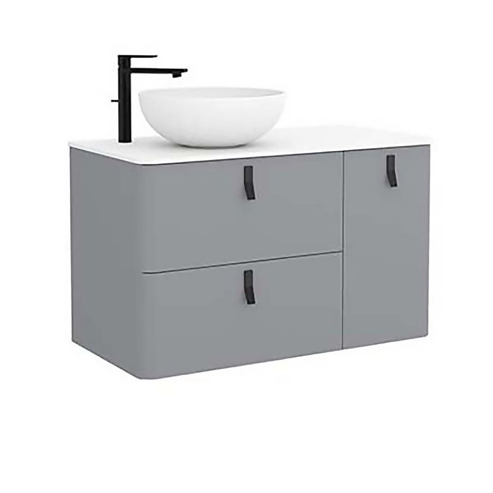 Bathstore Sketch 900 Right Hand Wash Bowl and Unit - Pale Grey