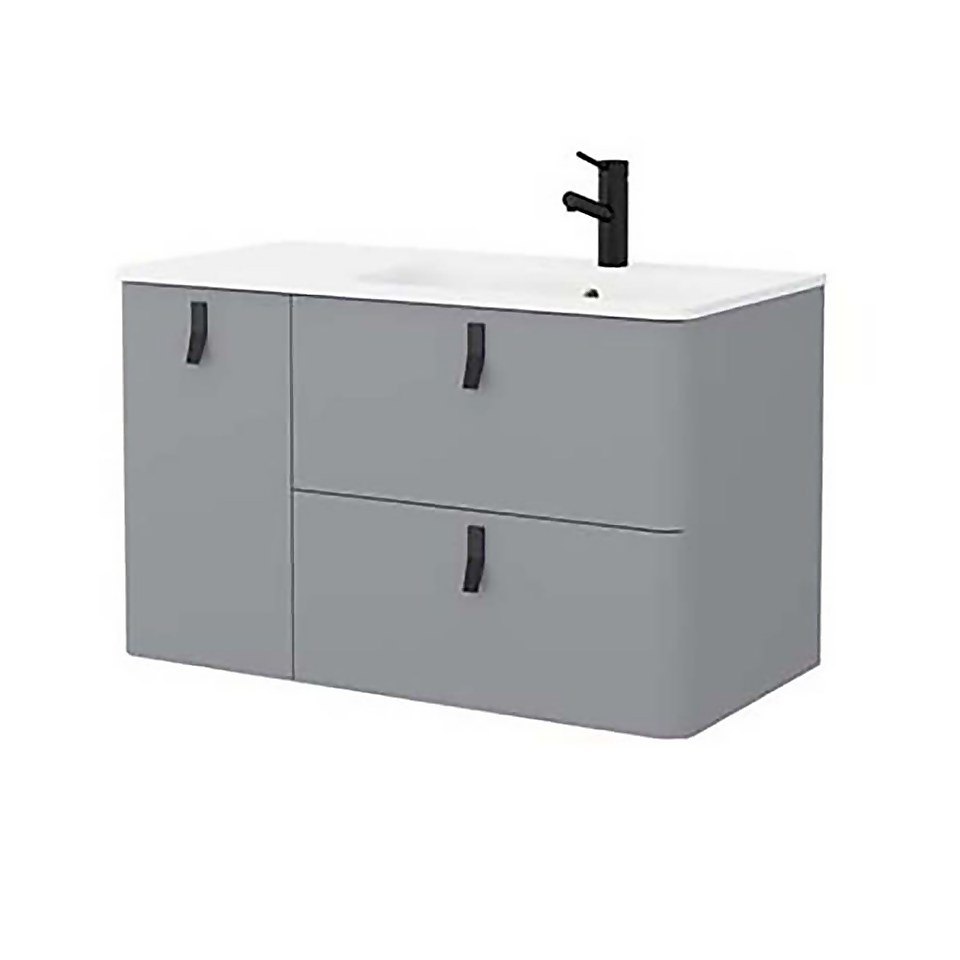 Bathstore Sketch 900 Left Hand Inset Basin and Unit - Pale Grey