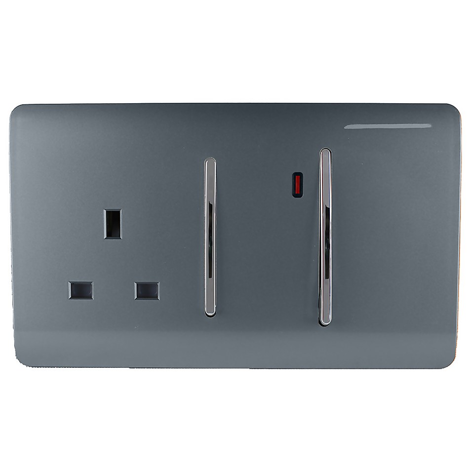 Trendi Switch 45Amp Cooker Switch and Socket in Warm Grey