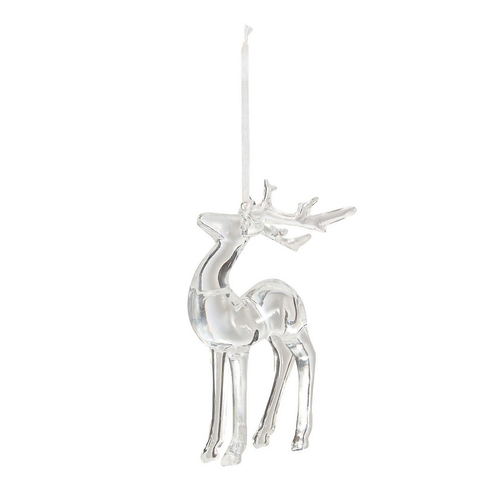 Clear Reindeer Hanging Christmas Tree Decoration