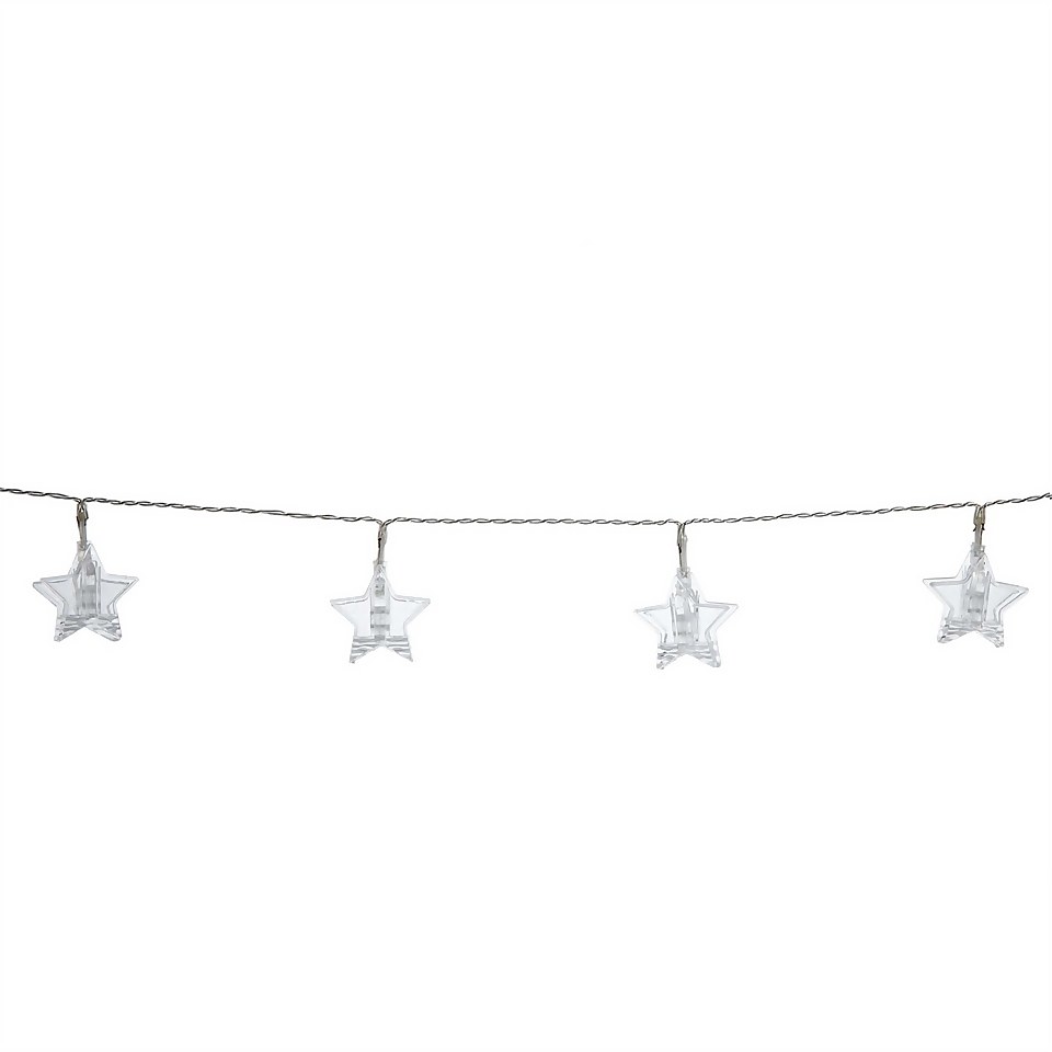10 LED Star Clip Christmas String Lights (Battery Operated)