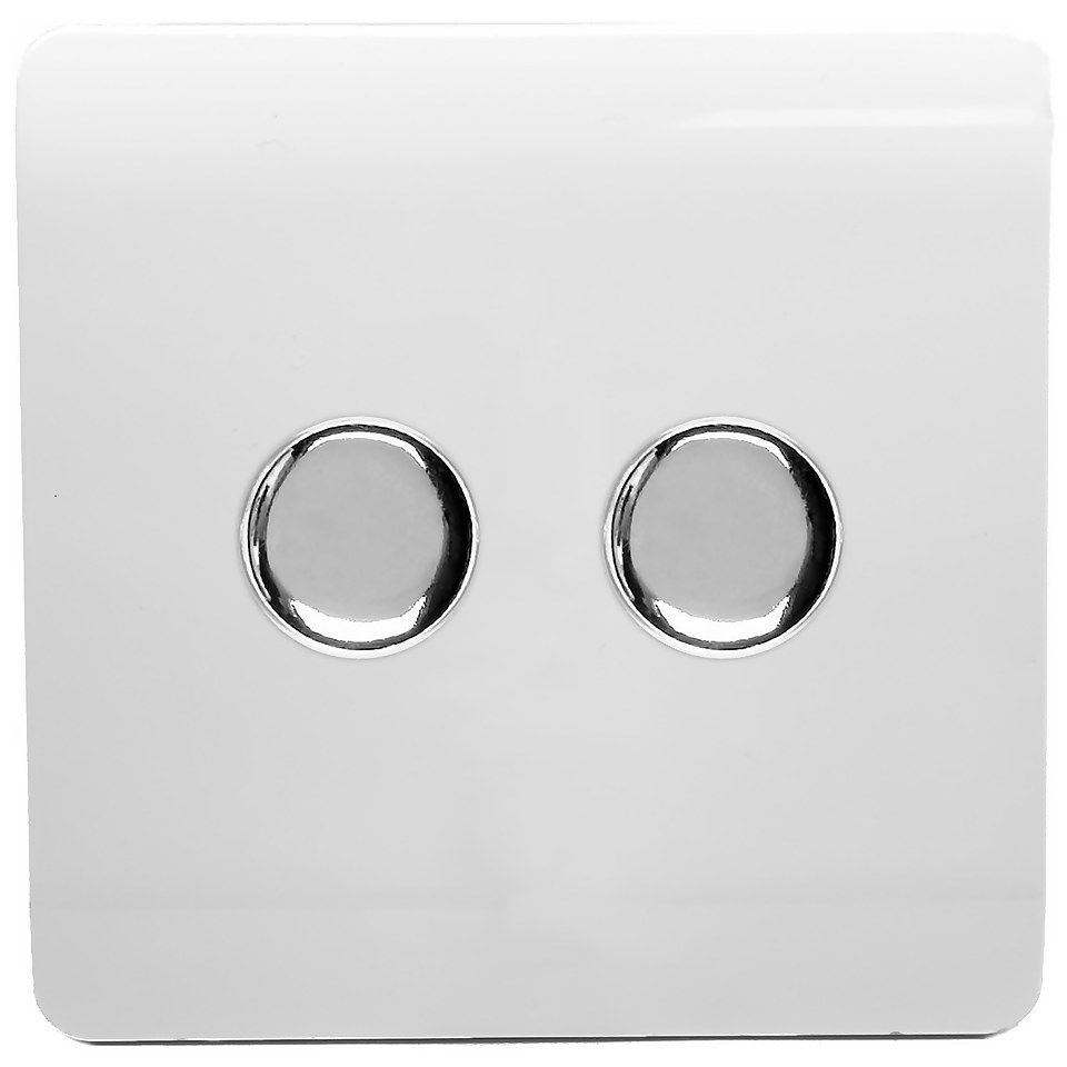 Trendi Switch Double 120 Watt LED Dimmer in White