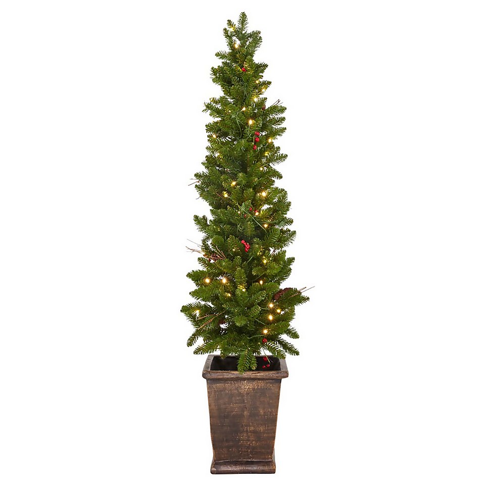 5ft Pre-lit / Pre-Decorated Berries Pot Christmas Tree