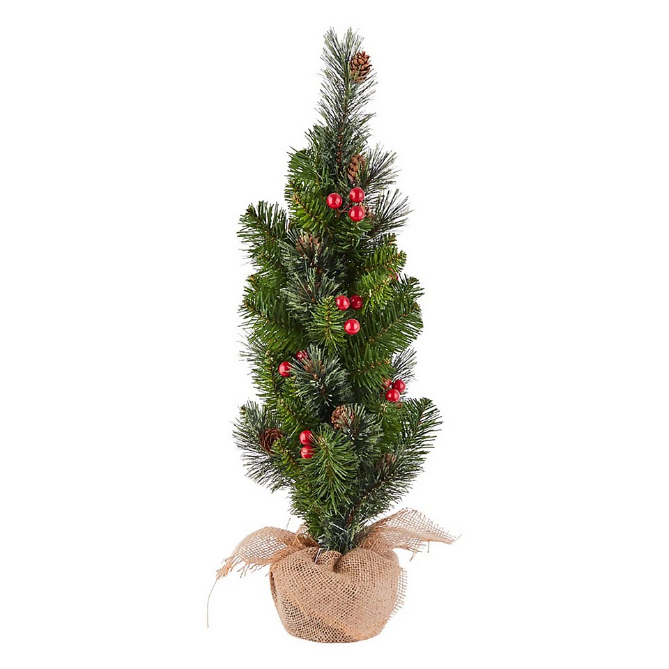 2ft Pre-Decorated Berry Tabletop Christmas Tree