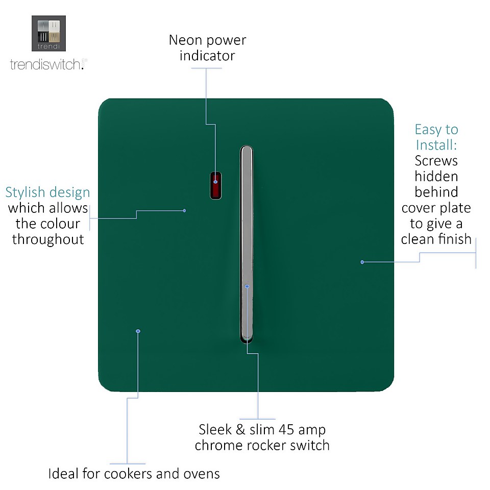 Trendi Switch 45Amp Switch With Neon in Dark Green