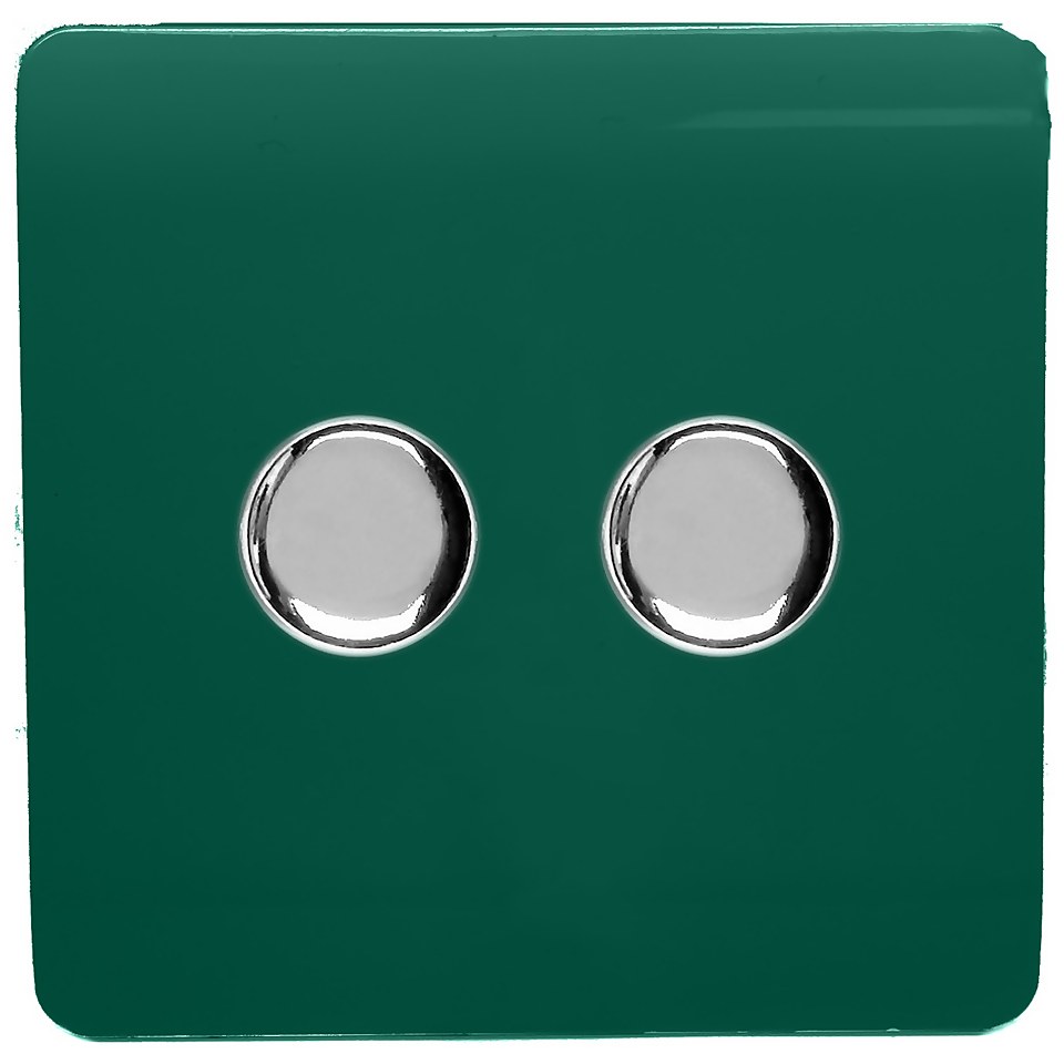 Trendi Switch 2 Gang 120 Watt LED Dimmer Switch in Dark Green