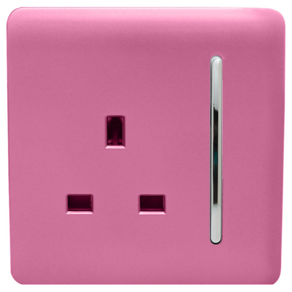 Trendi Switch 1 Gang 13Amp Switched Socket in Pink