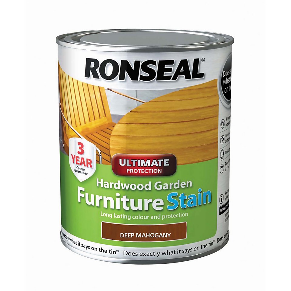 Ronseal Hardwood Garden Furniture Stain Deep Mahogany - 750ml