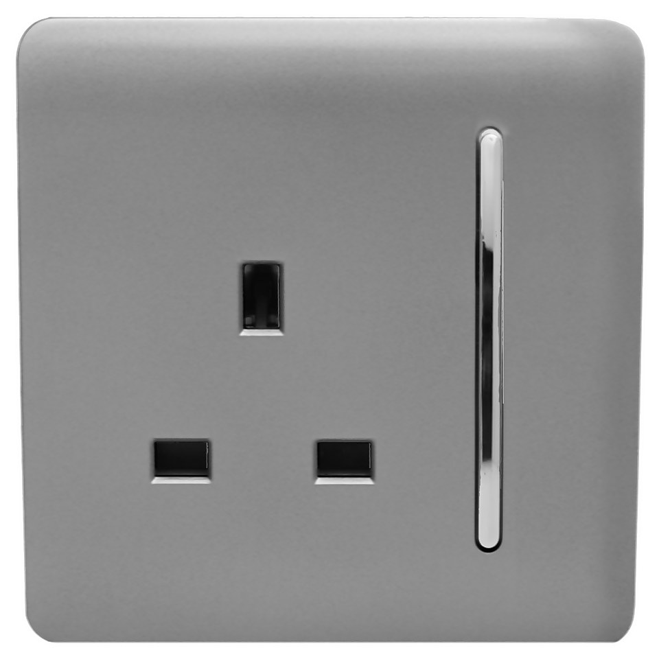 Trendi Switch 1 Gang 13Amp Switched Socket in Light Grey