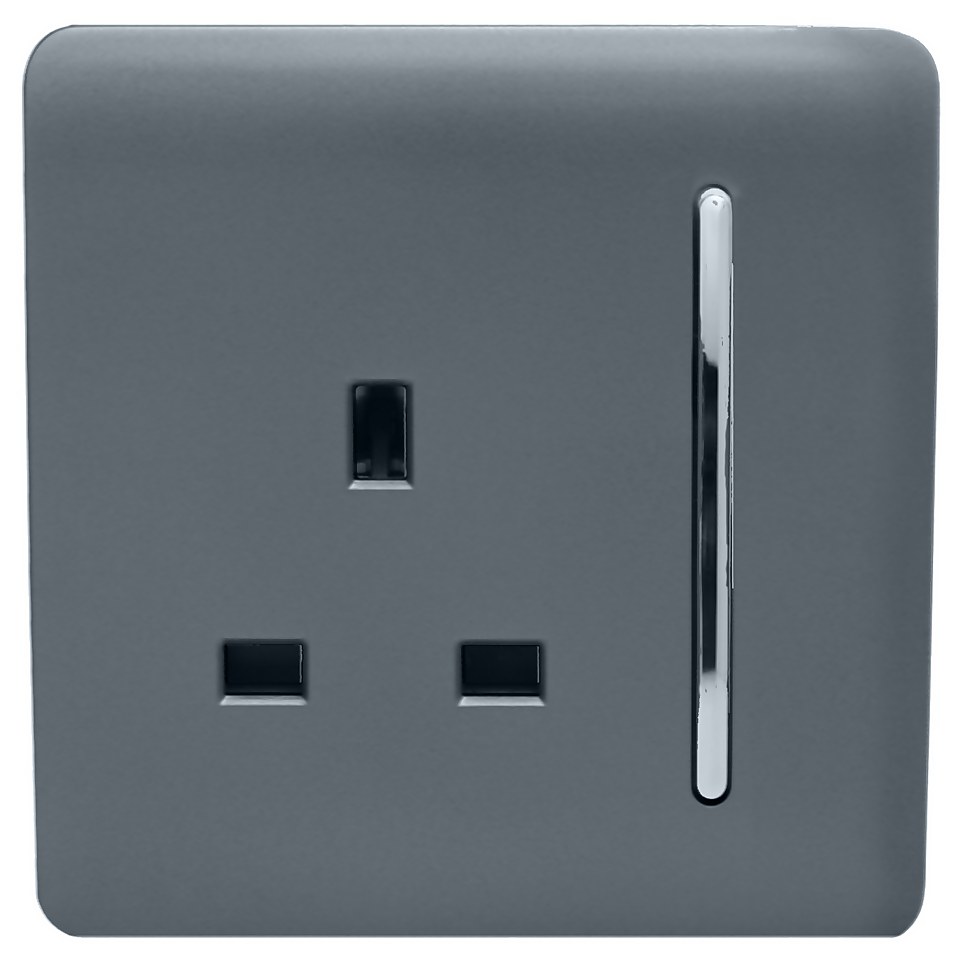 Trendi Switch 1 Gang 13Amp Switched Socket in Warm Grey