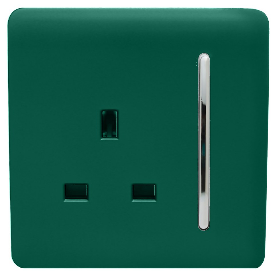 Trendi Switch 1 Gang 13Amp Switched Socket in Dark Green