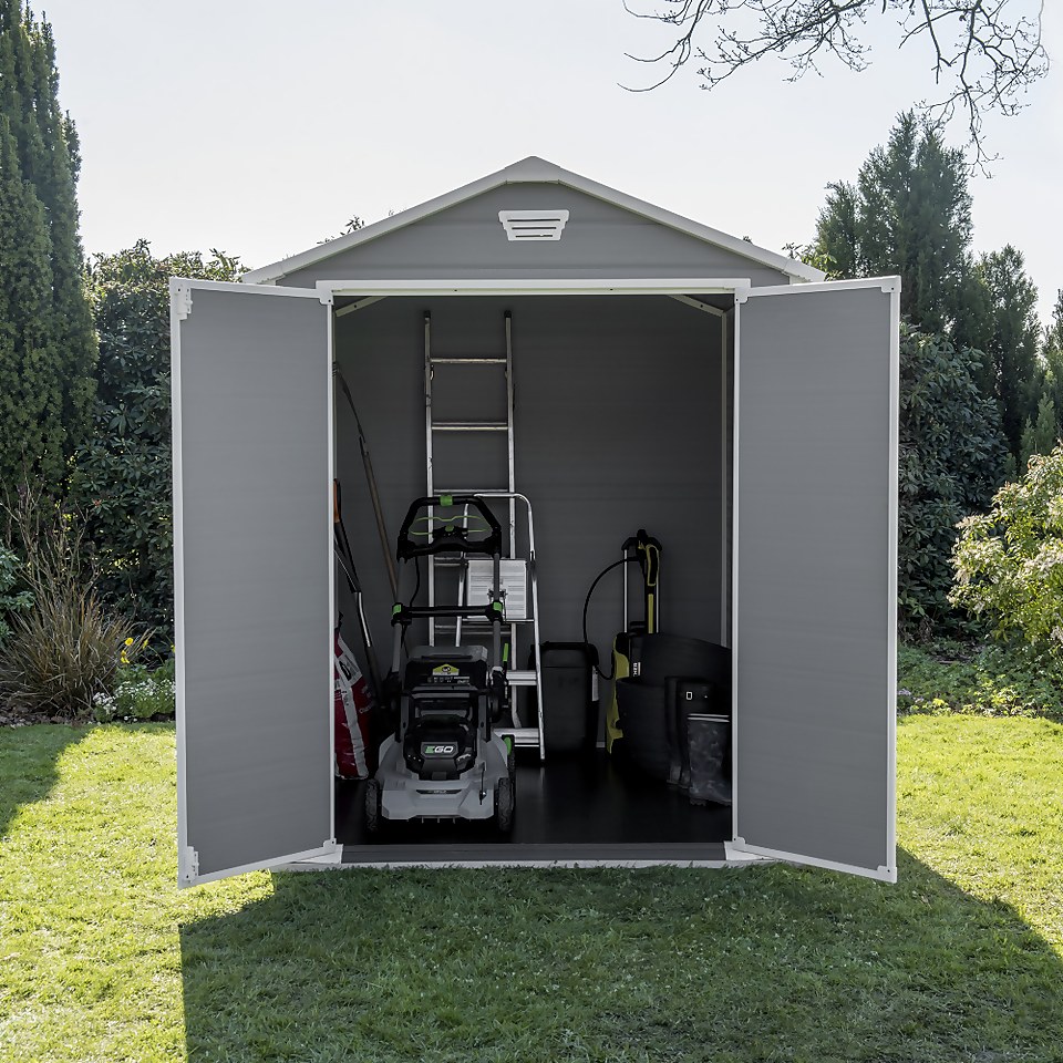 Keter Manor 6 x 8ft Outdoor Garden Apex Storage Shed - Grey