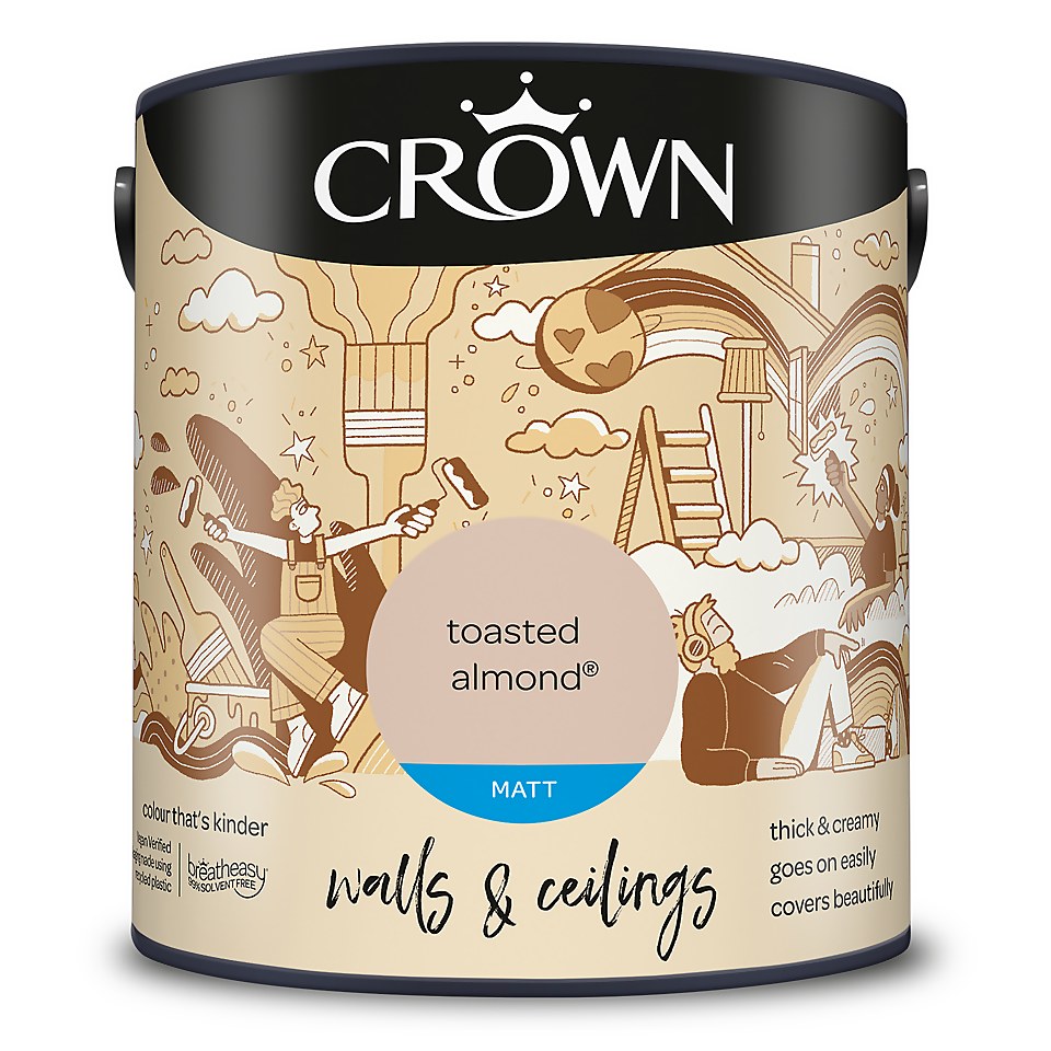 Crown Walls & Ceilings Matt Emulsion Paint Toasted Almond - 2.5L