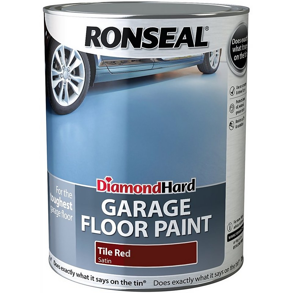 Ronseal Diamond Hard Tile Red - Garage Floor Paint - 5L