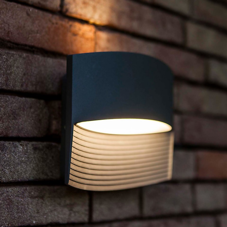 Lutec Lotus LED Up & Down Outdoor Wall Light - Anthracite