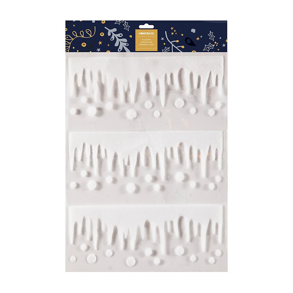 Snowflake/Icicle Flocked Window Sticker Set Christmas Decorations - Assortment