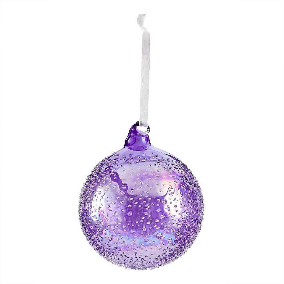 Purple Sugar Frosted Glass Christmas Tree Bauble
