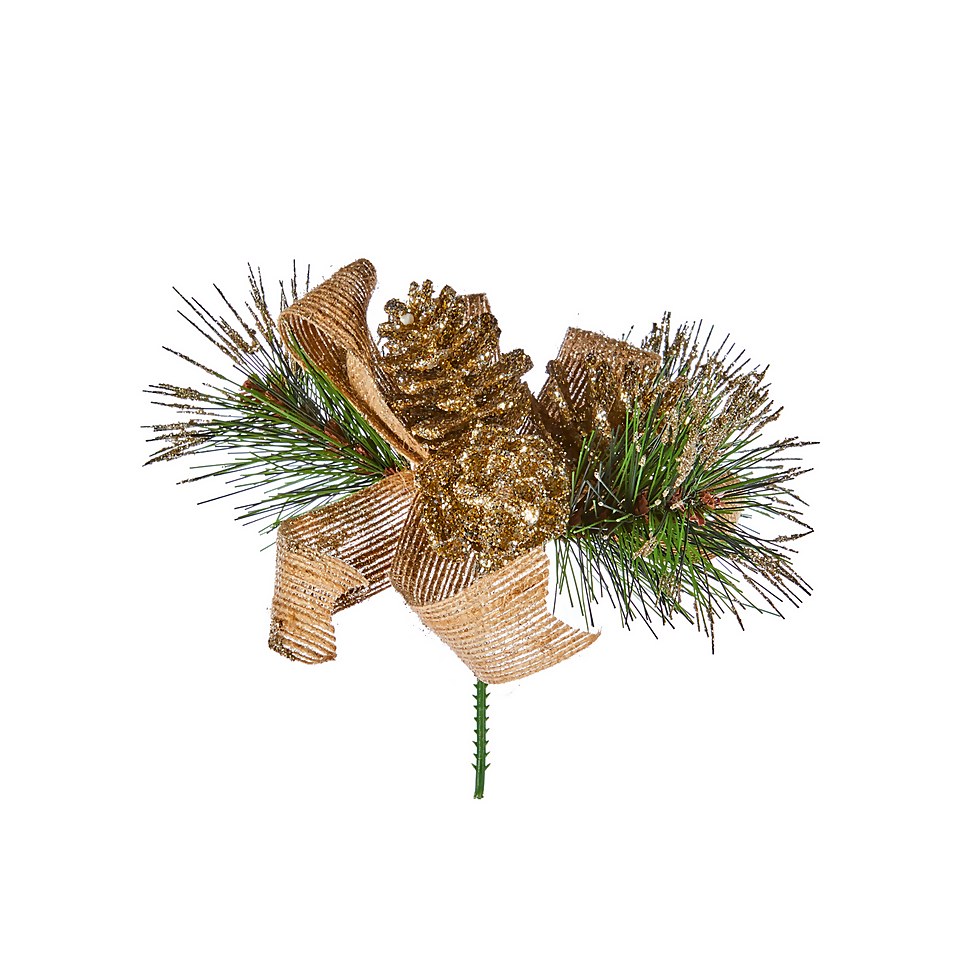Pinecone & Ribbon Pick Christmas Decoration - Assortment